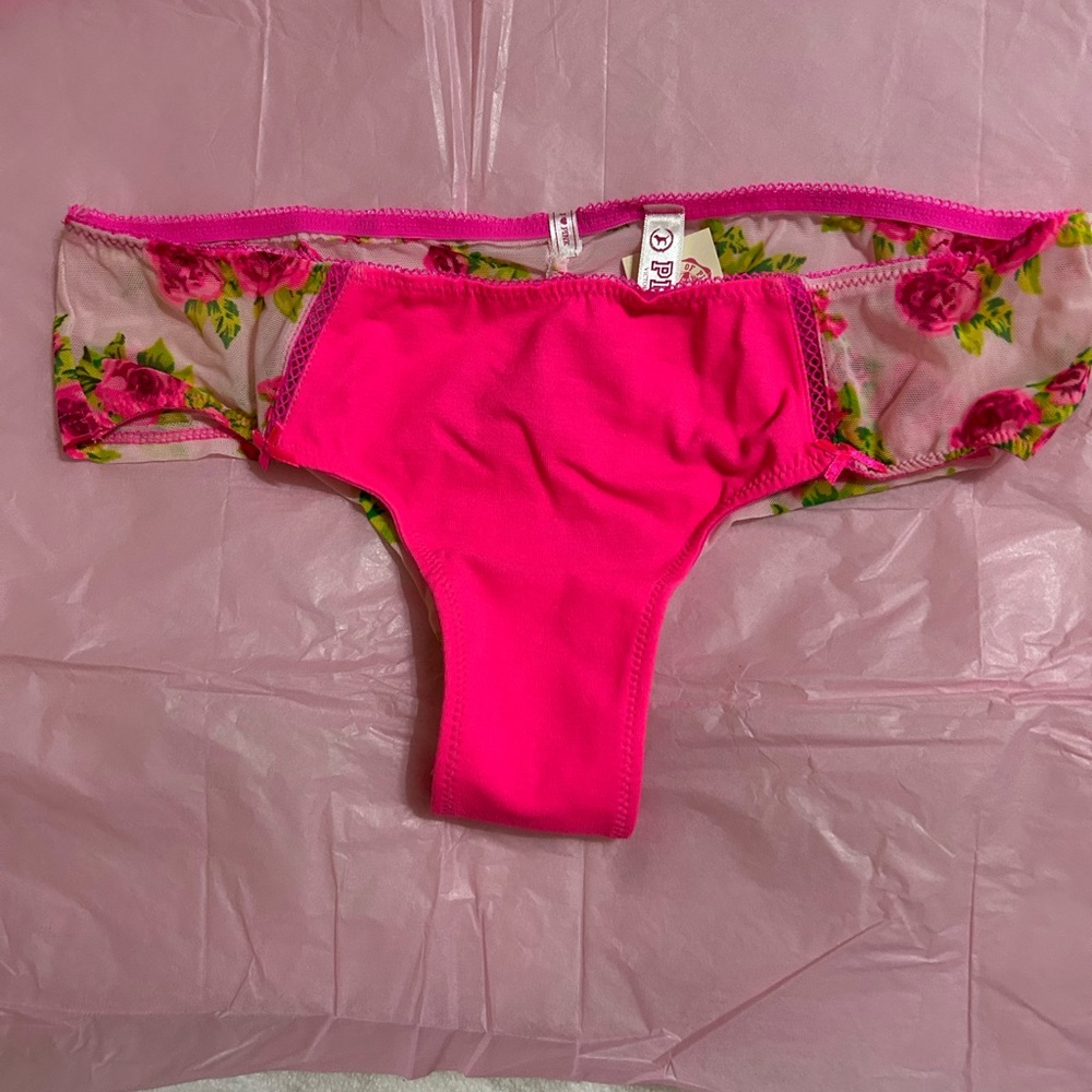 Pink Victoria’s Secret Extra Low-Rise Hipster Pink Sheer Floral Size S NWT